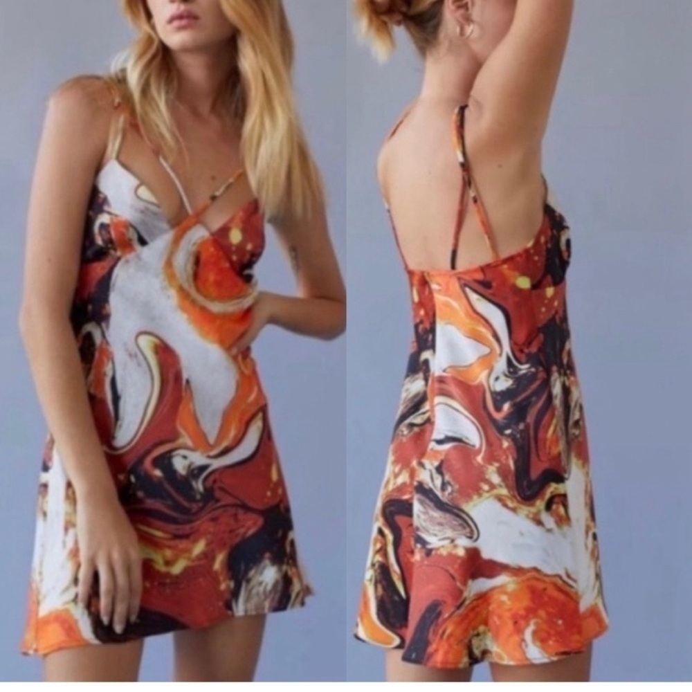 URBAN OUTFITTERS Pretty Please Cut Out Mini Dress Orange Small